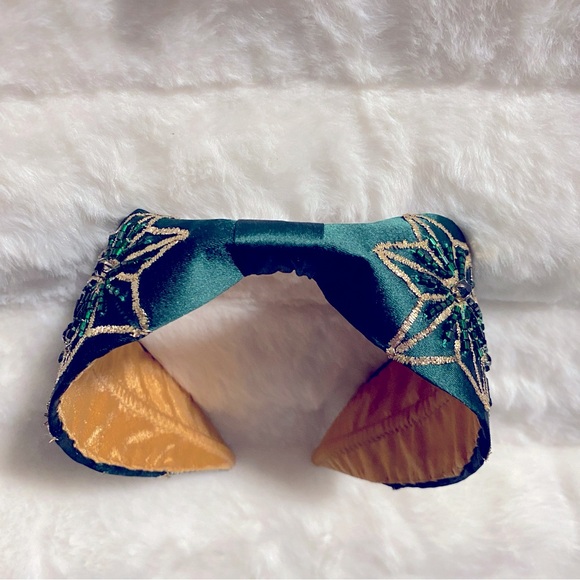 New Handmade NamJosh Headband Made in India in Emerald Green/Gold - Picture 8 of 9